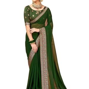 Women's Georgette Embellished Designer Saree With Unstitched Blouse Piece