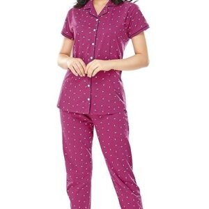 Women's Cotton Flash Printed Night Suit set of Shirt & Pajama Set 5251