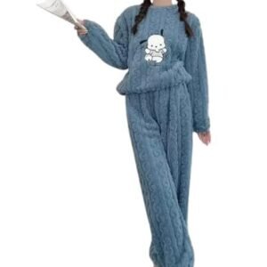 Woolen Winter Night Suits for Women Latest Woollen Tops & Pyjama Night Dresses for Women Pack of 1(Blue)