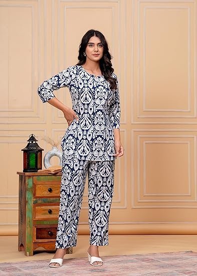 Women's Floral Printed Kurta with Palazzo Set for Women |Material: Pure Cotton - Image 4