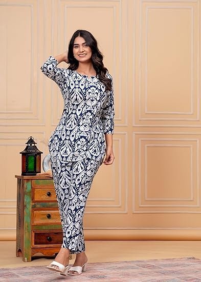 Women's Floral Printed Kurta with Palazzo Set for Women |Material: Pure Cotton - Image 2
