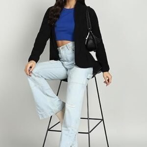 Women's Standing Collar Zipper Fleece Standard Length Jacket