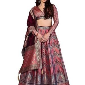 Women Faux Silk Semi-Stitched Lehenga Choli Set