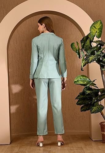 Women's Suit Blazer 3 Piece Office Business Casual Single Breasted Blazer Jacket Pant and Canny Set - Image 2
