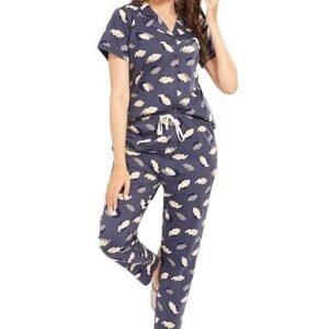 Women's Cotton Printed Night Suit Set of Shirt & Pajama Set | Casual Night Dress for Women - 4123