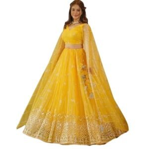 Women's Yellow Embroidered Lehenga Choli Set with Dupatta | Traditional Lehenga for Girls | Stylish Lehenga Choli for Haldi, Festive, Cultural & Ethnic Wear