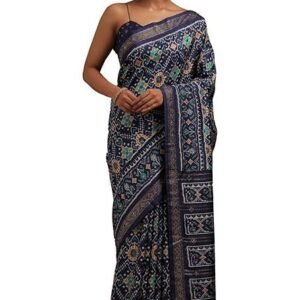 Womens Dola Silk Patola Print Saree With Stone Work
