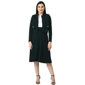 Invincible Crop Blazer Top with Front Slit Midi Skirt Co-ord Set