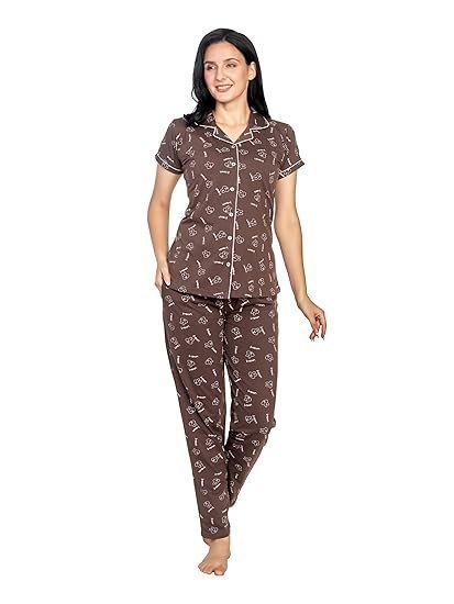 Night Suit for Women| Night Dresses for Women Cotton| Soft Cotton T-Shirt & Pyjama| Comfortable Loungewear for Daily Use| Cute Printed Sleepwear|