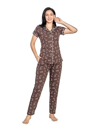 Night Suit for Women| Night Dresses for Women Cotton| Soft Cotton T-Shirt & Pyjama| Comfortable Loungewear for Daily Use| Cute Printed Sleepwear| - Image 4