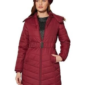 Women's Polyester Long Line Regular Fit Parka Quilted Jacket (Puffer Jackets)
