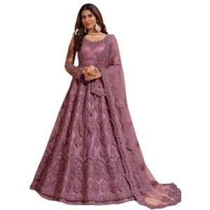 Women's Semi Stitched satin blend Lehenga Choli with Embroidered Pattern Unstitched Blouse and Dupatta Set | Women's Lehenga Cholis