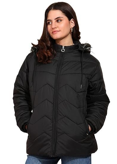 Women's Winter Jacket - Full Sleeve Nylon Puffer Coat, Stylish & Warm Outerwear for Cold Weather, Comfortable Down Alternative, Temp Rated to -10°C