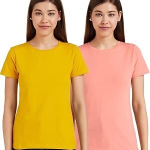 Women's Cotton Stretch Regular Fit Round Neck Half Sleeve T-Shirt (Pack of 2 | Available in Plus Size)