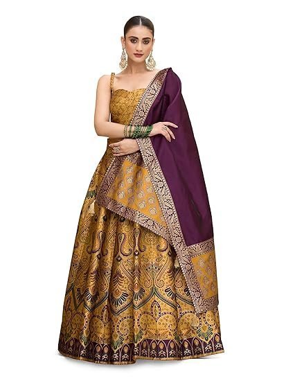 Women's Kanjiwaram Semi-Stitched Lehenga choli