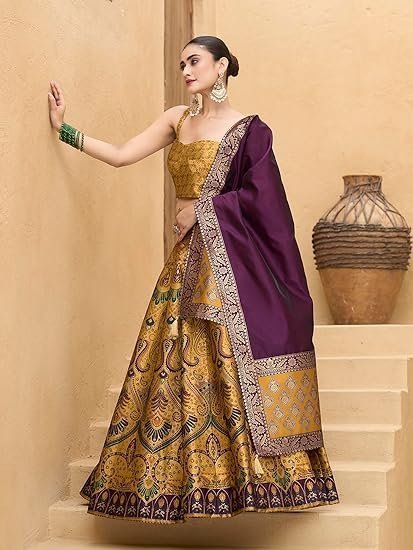 Women's Kanjiwaram Semi-Stitched Lehenga choli - Image 2