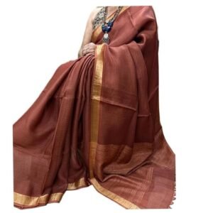 Women's Bhagalpuri Pure Kota Doria Silk Saree With Small Zari Boder With Banswara Silk Pallu.
