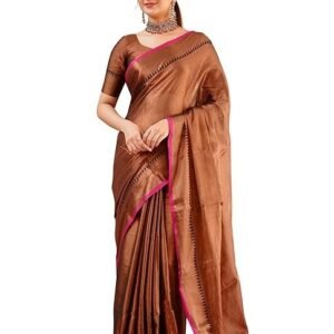 Women's Pure Tissue Cotton Handloom Saree with Unstitched Blouse Piece South Indian Saree