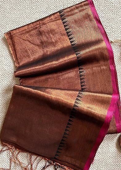 Women's Pure Tissue Cotton Handloom Saree with Unstitched Blouse Piece South Indian Saree - Image 3