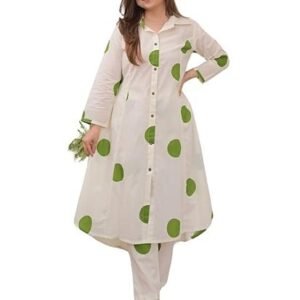 Anarkali Kurta-Set for Women – Viscose Rayon Printed Kurta & Straight Pant | Festive Ethnic Indian Traditional Outfit for Functions & Puja