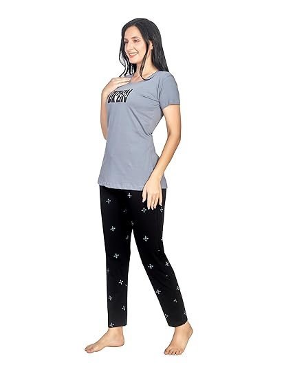 Night Suit for Women| Night Dresses for Women Cotton| Soft Cotton T-Shirt & Pyjama| Cute Printed Sleepwear| - Image 2
