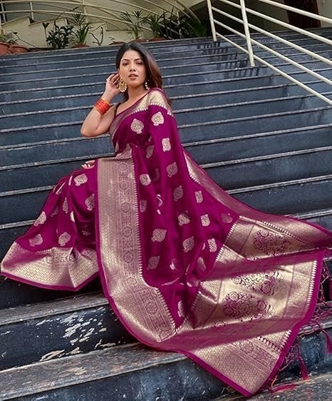 Women's Kanjivaram Art Silk Saree Soft Banarasi Style Sari With Blouse Piece For Wedding (Pari122-51)