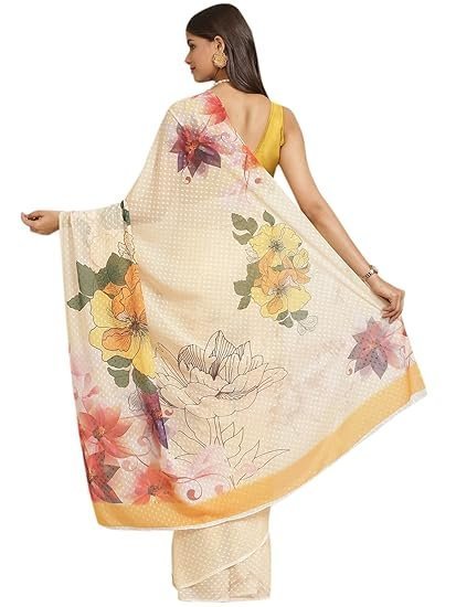 Women's Chiffon Blend Woven Deisgn Saree With Unstiched Blouse Piece(SZ-CHIF) - Image 4