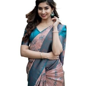 Women Kanjivaram Silk Weaving Banarasi Saree With Blouse Material |saree for Women | saree collection 2025 | New Sari | Latest Saree (AZ-YS-OG-SUKRITA PEACH)