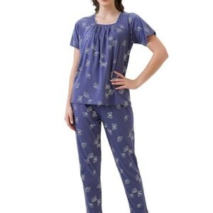 Women's Cotton Printed Short Sleeve Night Suit Set | Pajama Set | Casual Night Dress for Women | Airport Look Coord Set -2128