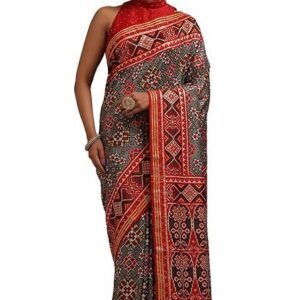 Womens Dola Silk Patola Print Saree With Stone Work