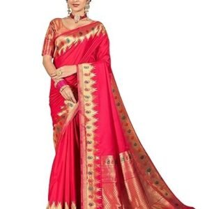 Banarasi Silk Jacquard Saree Rich Pallu and Zari Border with Unstitched Blouse Piece