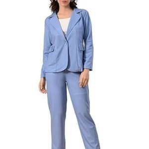 Women’s 3-Piece Cotton Blend Suit Set – Formal Blazer, High-Waist Pants & Camisole Top | Elegant Office Wear & Business Attire for Work, Meetings, and Events