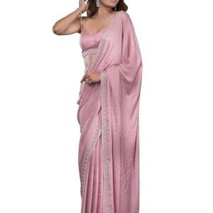 Women's Satin Georgette Zarkan work Saree with Blouse Piece Saree for Women