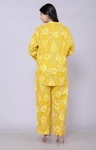 Floral Print Cotton Night Suit Long Sleeve Pyjama Set for Women - Image 2