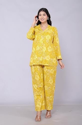 Floral Print Cotton Night Suit Long Sleeve Pyjama Set for Women - Image 4