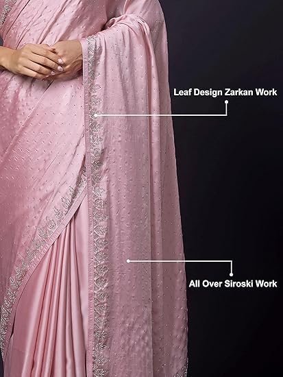 Women's Satin Georgette Zarkan work Saree with Blouse Piece Saree for Women - Image 2