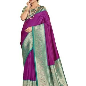 Banarasi Silk Jacquard Saree Rich Pallu and Zari Border with Unstitched Blouse Piece