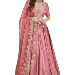 Women's Satin Embroidery Sequence Work Lehenga Choli Set with Dupatta For Women SemiStitch | Stylish Wedding Lehenga Choli for women
