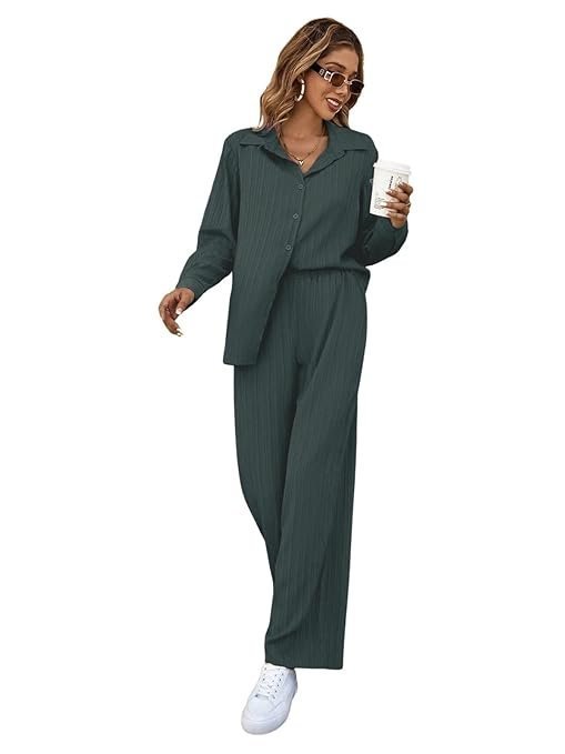 Stylish Co-ord Set for Women – Trendy Korean Summer Travel Outfit | Lightweight Two Piece Dress for Beach & Holiday Look | Casual Style | Textured | Full Sleeve