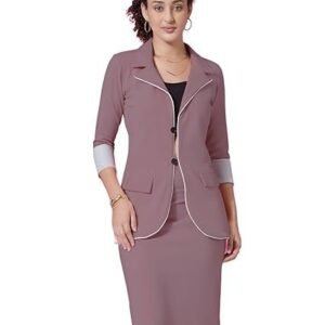 Women's Co-Ord Lycra Blazer and Skirt Set | Two Piece Office Wear Blazer Co-Ord