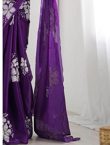 Saree For Women's And Girls Zimmy Chu Fabric With Sequins Work Soft new ladies Design Wear Pattu Sarees Latest Sadi Party Sari wedding collections real modling Bollywood - Image 4