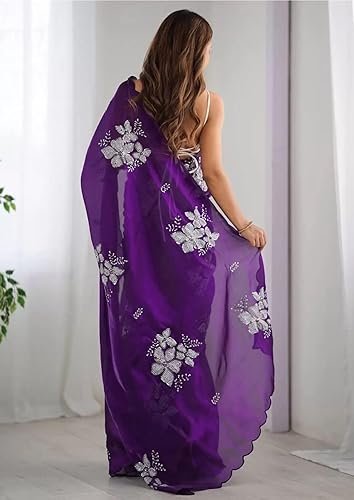 Saree For Women's And Girls Zimmy Chu Fabric With Sequins Work Soft new ladies Design Wear Pattu Sarees Latest Sadi Party Sari wedding collections real modling Bollywood - Image 2