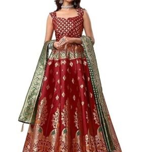Women's Jacquard Semi-Stitched Lehenga choli(Indra)