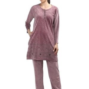 Women's Supersoft Velvet Printed Nightsuit for Winter wear