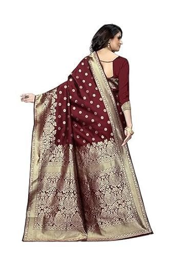 Women's Kanjivaram Silk Sari Pure Banarasi Soft Silk Sarees With Blouse Piece For Wedding (Pari100-51) - Image 3