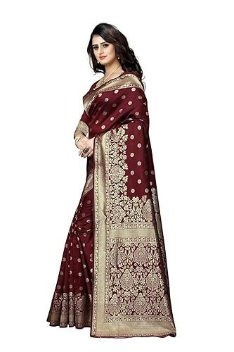 Women's Kanjivaram Silk Sari Pure Banarasi Soft Silk Sarees With Blouse Piece For Wedding (Pari100-51) - Image 2
