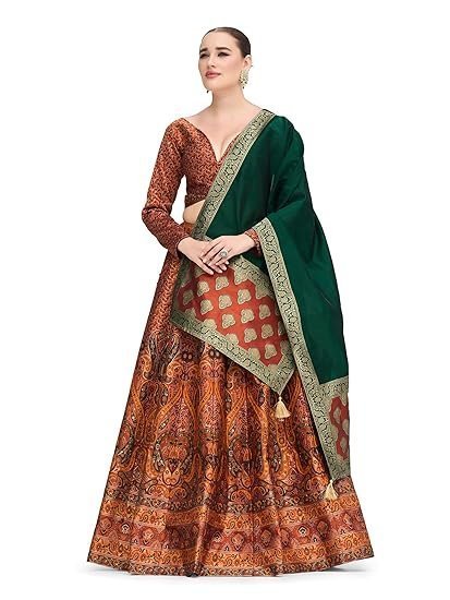 Women's Kanjiwaram Semi-Stitched Lehenga choli