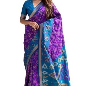 Women's Kanjivaram Patola Soft Pure Silk Sarees With Unstitched Blouse Piece