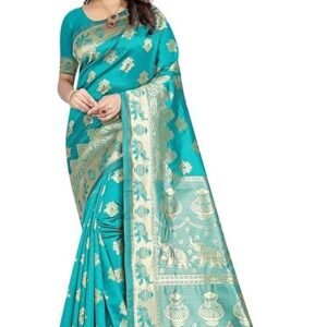 Women's Pure Soft Kanjivaram Silk Saree Banarasi Design Style With Blouse Piece for Wedding (Pari9016-51)