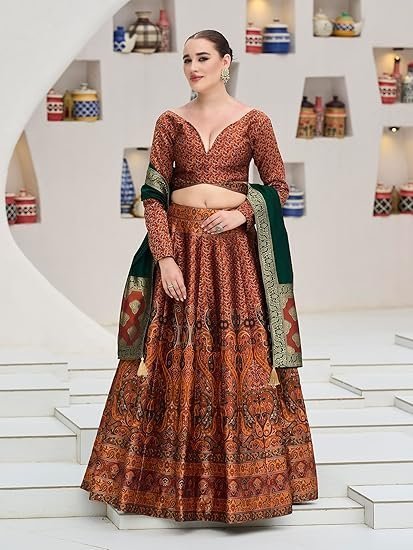 Women's Kanjiwaram Semi-Stitched Lehenga choli - Image 3